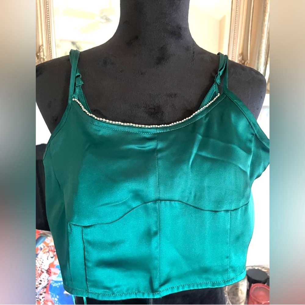 House of Harlow 1960 Teal Satin Camisole and pant